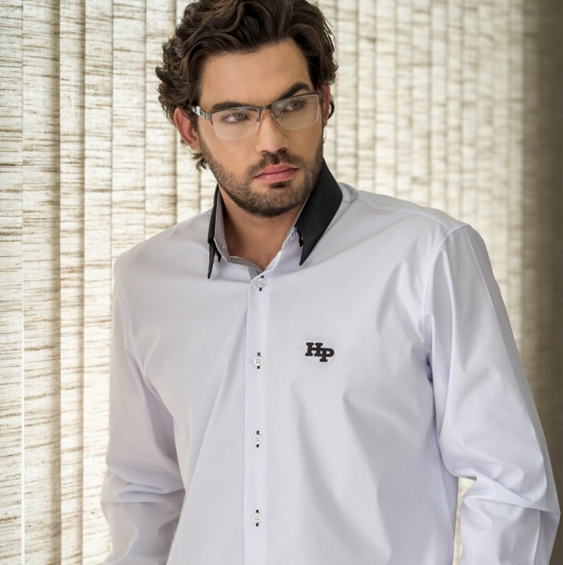 Camisa Personalizada Social Listrada Masculina Valores Camanducaia - Camisa Personalizada Social Masculina Listrada Preto e Branco