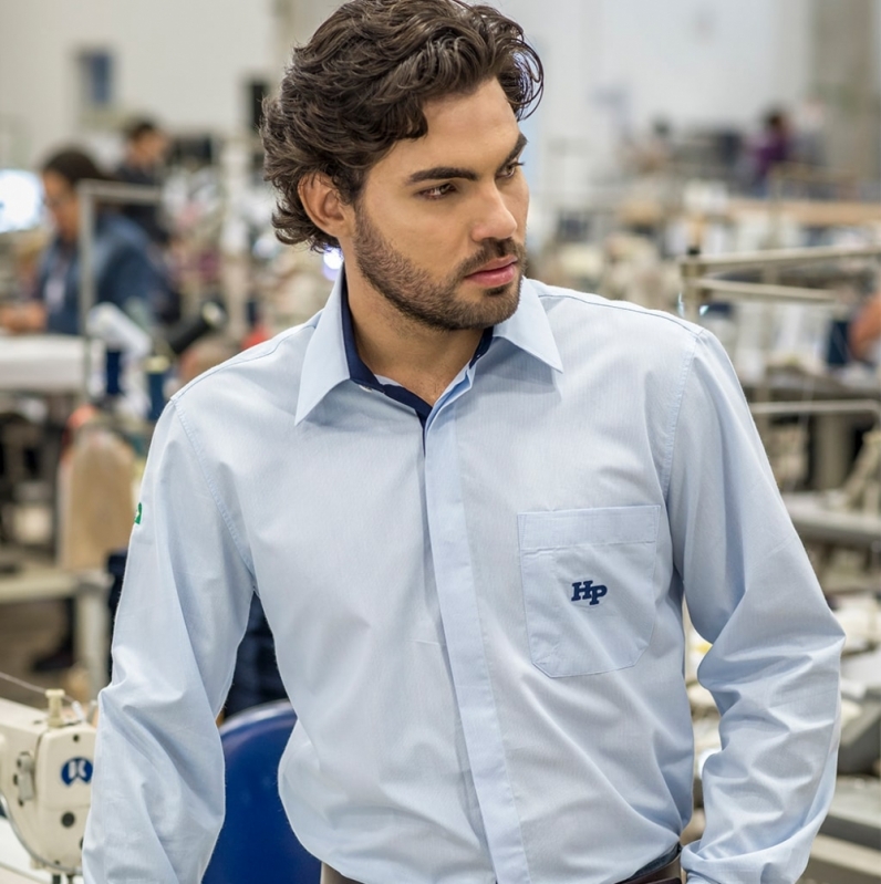 Camisas Personalizadas Sociais Azul Claro Francisco Beltrão - Camisa Personalizada Social de Marca
