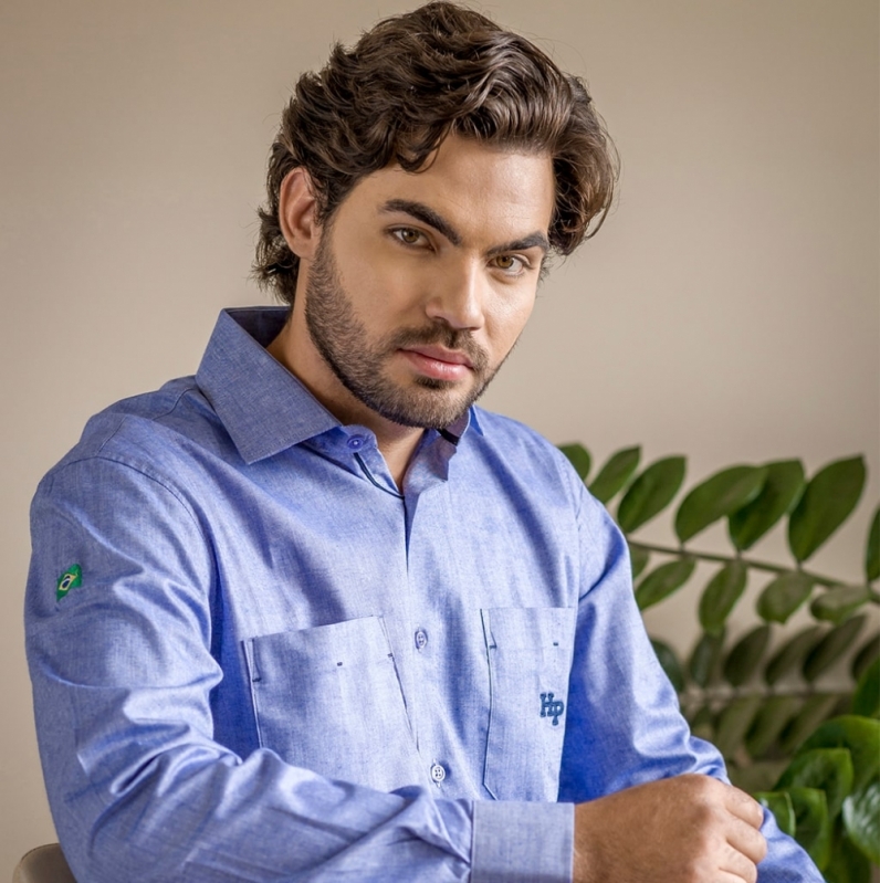 Fábrica de Camisas Personalizadas Sociais Slim Porto Alegre - Fábrica de Camisa Personalizada Social Azul Claro