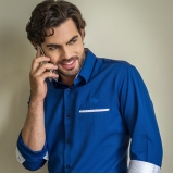 camisa personalizada social azul royal masculina São Carlos